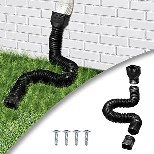 Estensioni per grondaia, tubo di scarico flessibile per grondaia, tubo di scarico per acqua piovana, connettore per grondaia, scarico acqua piovana, 20-59 pollici (nero)