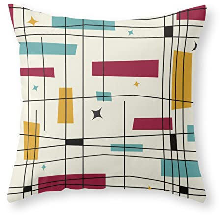 Throw Kissenbezüge, Mid-Century Art Bauhaus-Stil 1950Er Jahre Farben Superweicher Kissenhüllen Stilvolles Dekokissen Kissenbezüge Sofakissen Bezug Für Kissen Sofakissen Couch 45X45Cm