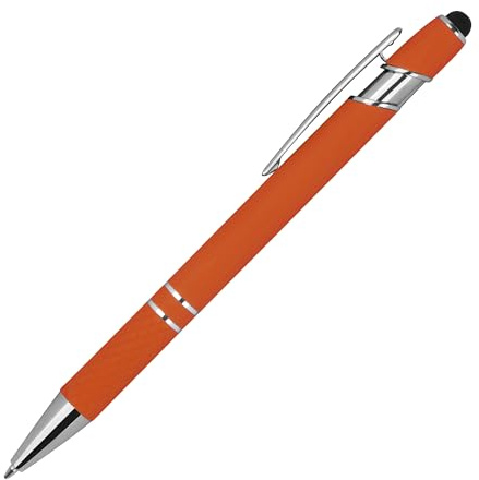 10 Touchpen Kugelschreiber aus Metall / mit Muster / Farbe: orange