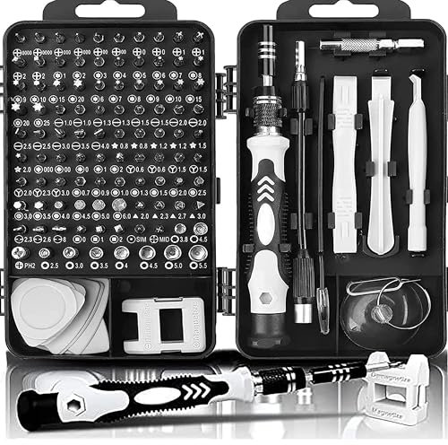 Juego de destornilladores de precisión, 122 en 1, kit de herramientas magnéticas para reparación de computadoras, iPhone, PC, teléfono móvil, portátil, Nintendo, PS4, gafas..(gris) gadgets tecnológico