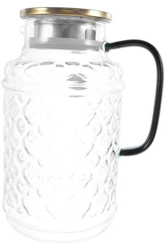 TOPBATHY Pichet en Verre Et Acier Inoxydable de 1 7 L Capacité avec Couvercle pour Jus de Fruits Et Légumes Idéal pour La Famille