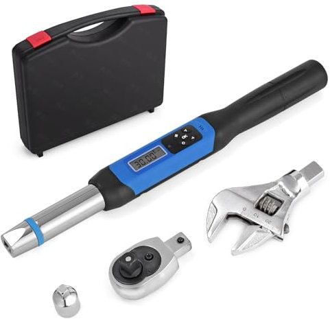 wanlvkang Digital Torque Wrench, 3.6 to 60 Nm Open End Torque Wrench Set with 30mm Open End and 3/8 Drive Ratchet Changeable Head for Hvac Mini Split and Refrigeration System (Blue)