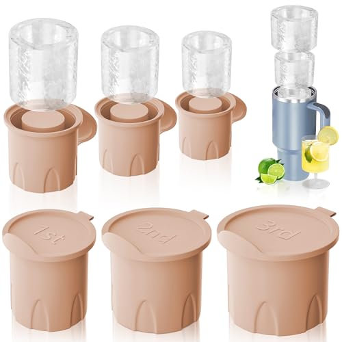 Stanley Eiswürfelform, Eiswürfelform für Becher/Stanley-Becher, 3 Stück, Silikon-Hohlzylinder-Eisform mit Deckel, Eisform für Stanley-Becher zum Kühlen von Cocktails, Whiskey, Getränken, Kaffee (Rosa)