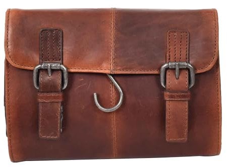 Trousse de toilette à suspendre en cuir véritable pour homme, peau, S, Trousse de toilette