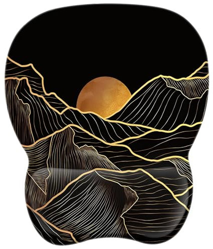 EooCoo Tapis de Souris avec Repose-Poignet Ergonomique, 4mm Mousepad avec Remplissage en Mousse à mémoire, Texturée Résistant à Usure Lavable - Pic du Crépuscule