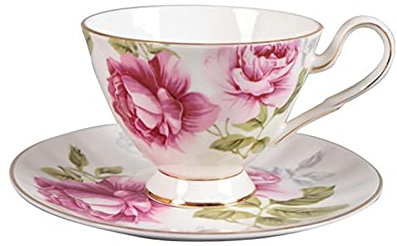 JKJZSALJ Set di Tazze da tè E Piattino in Ceramica per caffè Bone China Tazze Moderne per caffè Espresso Tazza da Colazione Elegante Set da caffè E Piattino Tazza per Bevande Molto Adatta