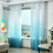 Bishilin Gardinen Blau Halbtransparent, Vorhänge 2er Set mit Haken 107x229CM Farbverlauf Modern Polyester Gardinen Lichtdurchlässig Küche Wohnzimmer Kinderzimmer