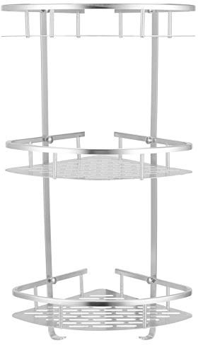 BORDSTRACT Portaoggetti ad angolo a 3 livelli, per bagno, cucina, angolo doccia, portaoggetti per doccia a parete