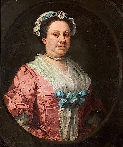 HCOTZHPY Ölgemälde Leinwandbilder Bild Kunst Leinwand Malerei Porträt der Künstlerschwester Anne Hogarth oder Lady in Rose Taft von William Hogarth Ölgemälde Bilder für Wanddekoration 60x90cm