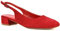 Women's Square Toe Slingback Court Shoes Ladies Block Heel Red Faux Suede Ankle Strap Dress Pumps Size 5
