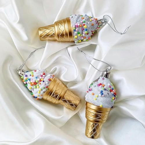Weihnachtsdekoration zum Aufhängen, Süßigkeitenkugeln, Donut, Cupcake, Eistüte, Weihnachtsbaum-Anhänger, für Zuhause, Navidad, Weihnachtsdekoration, 3 Stück, Eiscreme