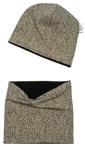 SÜSSE ZWERGE Mütze Beanie Loop Set Leopard - mit Baumwollfleece- oder Jerseyfutter - handmade in Deutschland