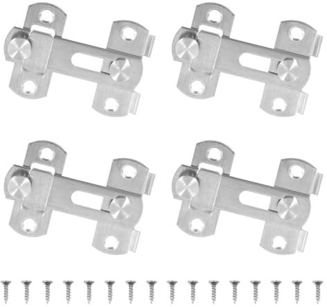 4 Stück Flip Slide Latch Hardware, Schieberiegel aus Edelstahl Flip Latch, Edelstahl Schiebetürschloss mit Schrauben, Riegel Edelstahl Latch, Edelstahl Türschloss Türriegel für Fenster Schlafzimmer