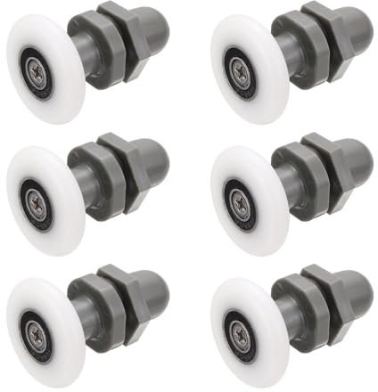 sourcing map 6 Pcs Shower Door Rollers, 27mm Dia Bathroom Glass Door Rollers Runners for 4-6mm Glass Door, Sliding Door Pulleys Wheels Replacement for Kitchen Pan Glass Sliding Door, White