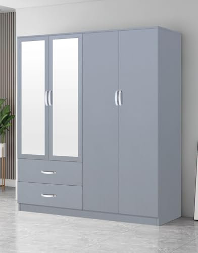 High Gloss 4 Door Wardrobe (Grey)