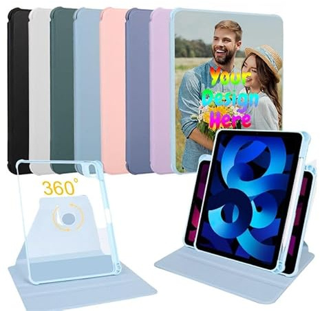 Individuelle Foto-Hülle für iPad Pro 12,9 Zoll (2018/2020/2021/2022), Modell A1876, A1895, A1983 Grad drehbarer Ständer, personalisierter Bild, Text, Logo, Abdeckung für iPad, individuelle