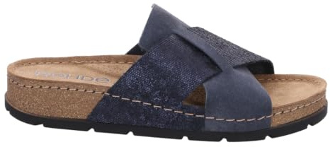 Rohde Damen Pantolette Leder Kork Kreuzbandage D.Soave 5410, Größe:41 EU, Farbe:Blau