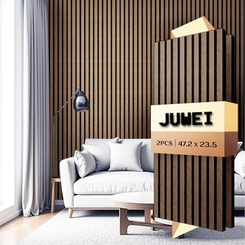 Akustikpaneele 2er-Set - 1200 x 600 x 18 mm 1,44 m² Wandpaneele Holz - 3D Wandverkleidung mit Holzoptik für Wohnzimmer & Büro-Schallschutz und Dekoration für Büro, Stu (4# Walnuss)