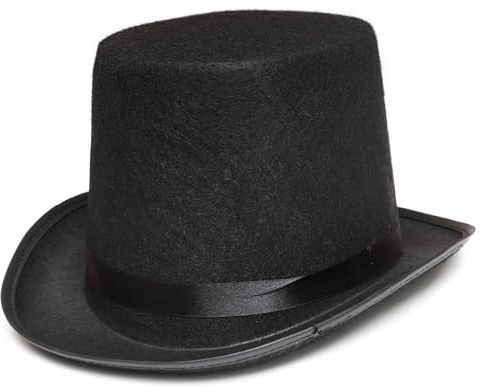 HiFEN® Top Hat Black Velour - Stylish Formal Accessory for Men - Vintage Design for Costumes, Weddings, and Halloween Themed Events (Adult)