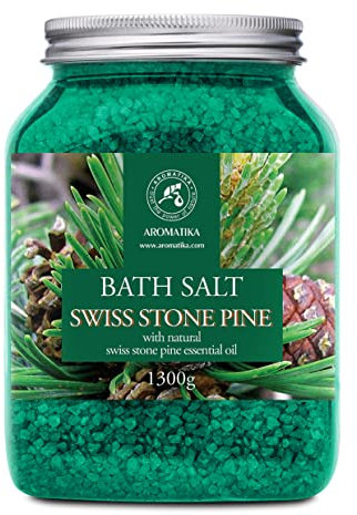 Badesalz Zirbelkiefer 1300g - Meersalz mit Natürlichem Ätherischen Zirbenöl - Pinus Cembra - Aromatherapie Badewanne - Baden - Körperpflege - Hautpflege - Spa - Badezusatz