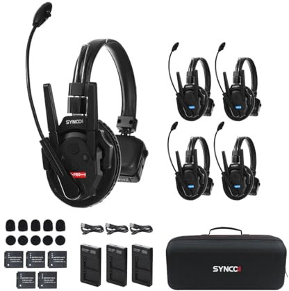SYNCO XTALK XPro5 X5 Intercom Headset System Vollduplex Kabelloses 2.4GHz Kommunikationssystem 24H 350M für Film Produktion mit Echtzeitüberwachung, Intercom Teamkommunikation Headset