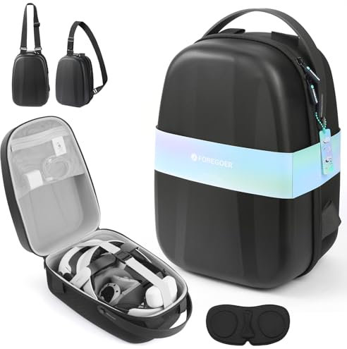 Foregoer Hard Carrying Case for Meta Quest 3/3S/Oculus Quest 2, Large Space Compatible with BOBOVR S3 Pro/M3 Pro/Kiwi Design Battery Head Strap and All Accessories, Ideal for Travel and Home Storage