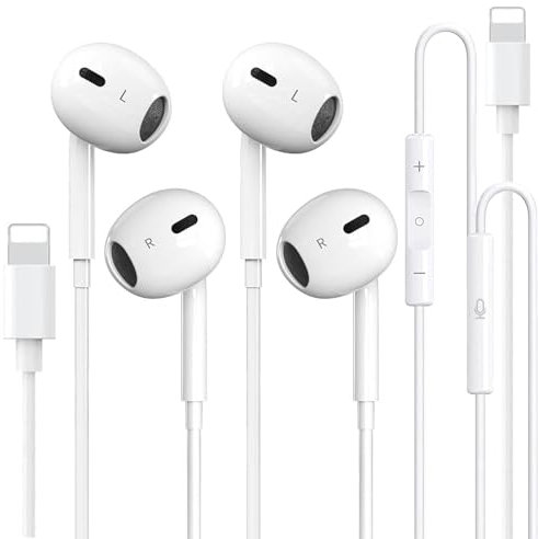 Unuhryo 2 Pack for iPhone Headphones Wired, Earphones with Built-in Microphone & Volume Control Nosie Reduction [MFi Certified] Lightning Headphones for iPhone 14/13/12/11/Pro/Pro Max/SE/iPad/XR/XS/X