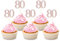 Sotpot 30PCS 80th Birthday Cupcake Toppers Rose Gold Glitter 80th Cupcake Picks for Happy 80th Birthday Party Decorations