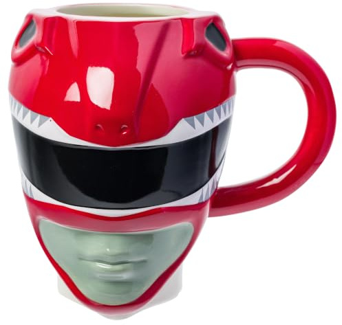 Silver Buffalo Power Rangers Red Ceramic 3D Sculpted Mug | Ceramic, 0.59 Liters