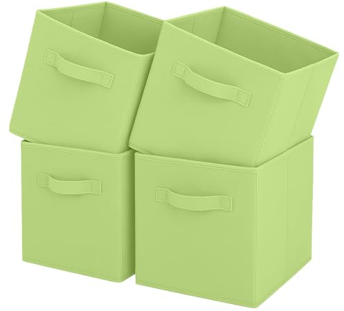 Pinkgarden Aufbewahrungsboxen, Zusammenklappbarer Stoffwürfel-Organisator mit Griffen, für Haus, Kinderzimmer, Schrank und Spielzeugorganisation, 4er-Set, 26,7 x 26,7 x 27,9 cm, Grün