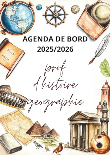 Agenda de Bord 2025/2026 Professeur d'Histoire Géographie EMC: Cahier Relevé de Notes pour 18 Classes | Carnet de Bord Enseignant 2025 2026 Prof ... | Organiseur de cours ,Semainier, A4