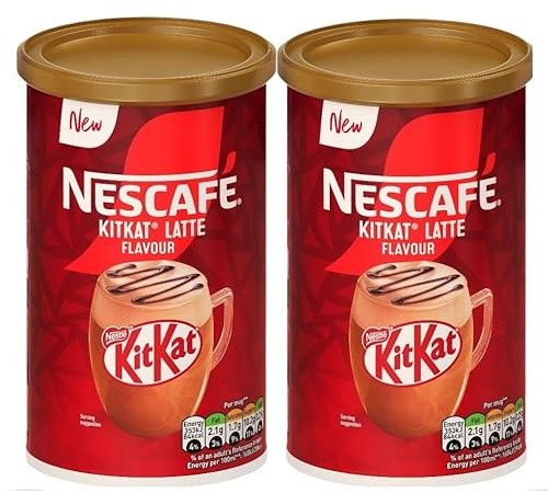 NESCAFÉ KitKat Latte Instant Coffee Tin, 273g (Pack of 2) – Multiserve Frothy Instant Coffee Inspired by KitKat – Chocolatey & Creamy Latte – 546g Total