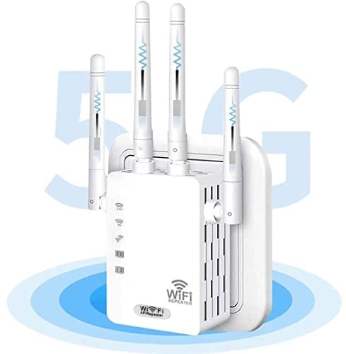 SOOTEWAY WiFi Extender Booster Blazing-Fast 1200Mbps WiFi Booster Range Extender Dual Band 5GHz & 2.4GHz Wireless Internet Booster/Hotspot with 2800 Sq.Ft Wider Coverage, Easy Setup, UK Plug