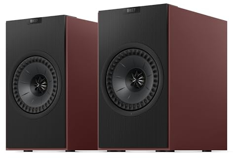 KEF Coda W Diffusori da scaffale HiFi wireless, Vintage Burgundy | Bluetooth 5.4 aptX Lossless | Compatibili con giradischi, TV, PC, laptop e altro | Musica | TV e Home Cinema | Gaming