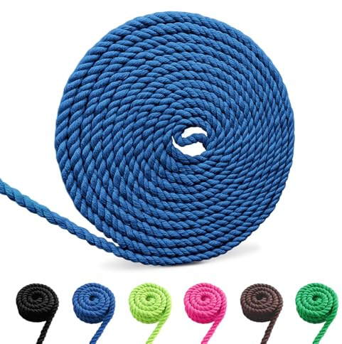 Baumwollkordel, Makramee Garn Seil, Mehrfarbige Baumwollseil Mehrgrößen für DIY, Handwerk (Königsblau, 8mm 5m)