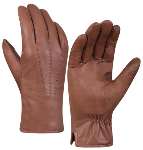 Harssidanzar Herren Lederhandschuhe Fleecefutter Touchscreen GM040EU