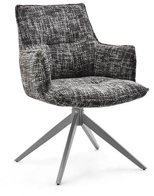hjh LIVING Drehstuhl für Esszimmer TAVARO – 180° drehbar, Komfortpolsterung, stabiles Stahlgestell, höhenverstellbare Bodengleiter, Grau