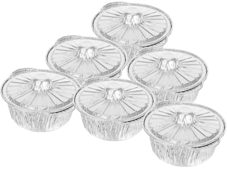 Toyvian Lot de 6 Marmites en Aluminium Jetables 1150 Ml avec Couvercles, Résistantes et Épaisses, Cuisine en Plein Air, Camping et Pique-niques, Pots à Soupe Pratiques et Grandes