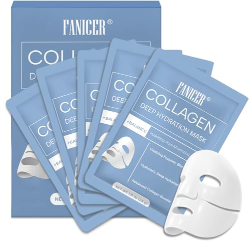 5 Pièces Masque au Collagène, Masque Collagene Hydratant et Raffermissant