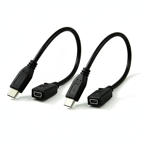RHINORO 2-Pack, Mini-USB to Type C USB-C GPS Dash Cam Cable Adapter