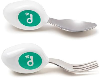 Ensemble 2 pièces cuillère, fourchette doddl - Apprenez à utiliser les couverts pour tout-petit en quelques minutes, les ustensiles pour 1 an et plus, les accessoires de sevrage, Aqua