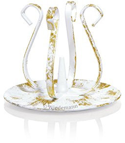 Kerzenhalter Eisen weiß/Gold Höhe 8 cm für Kerzen Ø 3-4 cm, Ideal für Taufkerzen, Kommunionkerzen