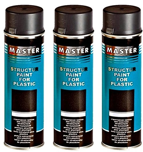 Troton STRUKTURLACK SCHWARZ 3 x 500ml 1K SPRAY KUNSTSTOFF PLASTIK LACK STRUCTURE PLASTIC PAINT