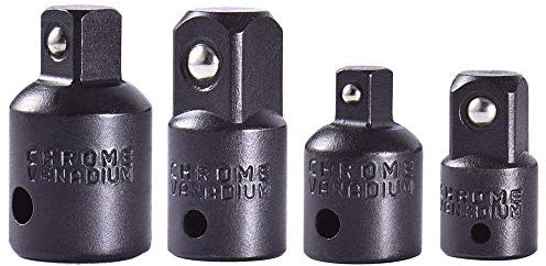Gasea 4pcs Cr-v Impact Socket Adapter and Reducer Set for Impact Driver Ratchet Docket Extentsion Conversion Tool