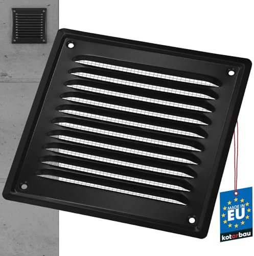 KOTARBAU® Griglia di ventilazione 165 x 165 mm con rete nero aerazione areazione metalica da sovrapporre