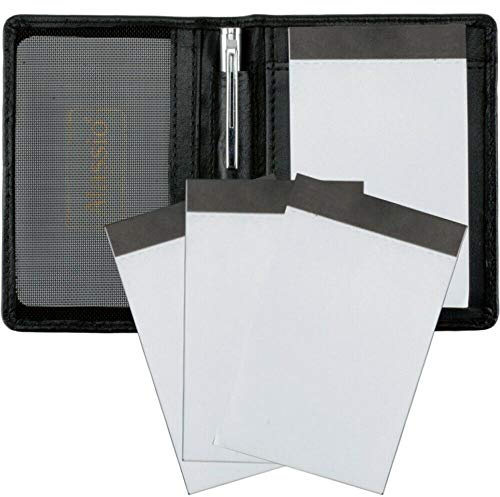 Alassio Notizblock-Etui MONZA Notizbuch Leder (schwarz mit 3 Zusatzblöcken)