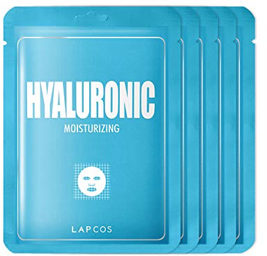 LAPCOS Derma Hyaluronic Acid Sheet Mask - Moisturizing & Hydrating Face Mask with Althaea Flower Extract for Dull, Dry Skin - Breathable, Lightweight TMF-Cell Sheet - Korean Skin Care (Pack of 5)