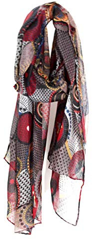 Emma & Giovanni - Schal Tücher Elegant Gedruckt 180cm*80cm - Damen (33-Bordeaux-Senf)