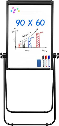 Mobiles Whiteboard – 90 x 60 cm, tragbare, magnetische, trocken abwischbare Tafel, Staffelei mit Flipchart-Haken (​Schwarz1)