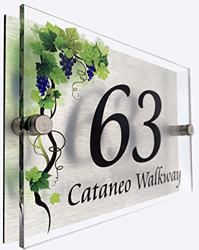 Personalised Designer House Number Plaques | 2 part Acrylic Plaque (vines)